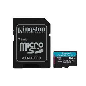 KINGSTON Memóriakártya, microSDXC, 64GB, C10/UHS-I/U3/V30/A2, ada... kép