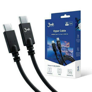 3MK Hyper kábel USB-C/USB-C 4K 60Hz fehér kábel 1m 100W kép