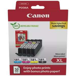 Canon CLI-581XL Tintapatron Multipack + 10x15cm Fotó papír (50db) kép