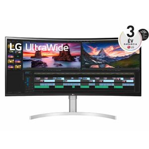 LG UltraWide 38 UWQHD+ Nano IPS 144Hz ívelt monitor (38WN95CP-W) fehér kép