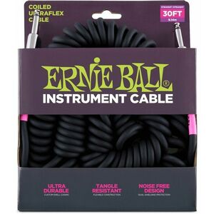 Ernie Ball 30' Coil Cable Straight/Straight Black kép