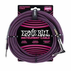 Ernie Ball 25' Braided Cable Black/Purple kép