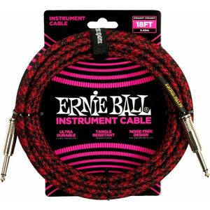 Ernie Ball Braided Instrument Cable 18' Red Black kép