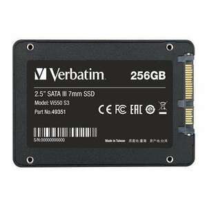 VERBATIM SSD (belső memória), 256GB, SATA 3, 460/560MB/s, VERBATI... kép