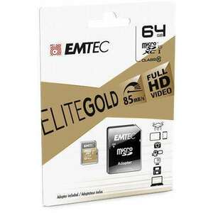 EMTEC Memóriakártya, microSDXC, 64GB, UHS-I/U1, 85/20 MB/s, adapt... kép