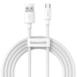 Baseus Simple Wisdom Micro USB kábel USB-hez, 2.1A, 1.5m (fehér) 2db. kép