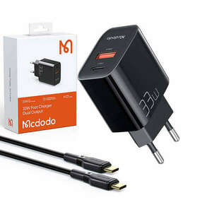 Wall charger Mcdodo CH-0922 USB + USB-C, 33W + USB-C cable (black) kép