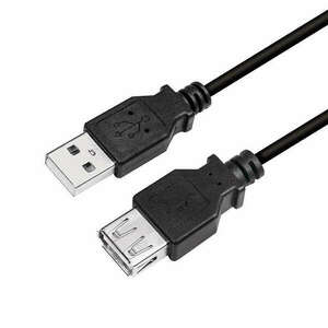 Logilink USB 2.0 kábel, USB-A/M-USB-A/F, fekete, 3 m kép
