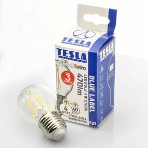 Tesla - LED minigömb FILAMENT RETRO izzó, E27, 4W, 230V, 470lm, 2700K, 360°, clear kép