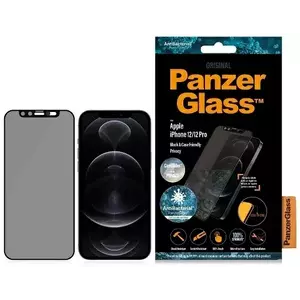 TEMPERED KIJELZŐVÉDŐ FÓLIA PanzerGlass E2E Microfracture iPhone 12 /12 Pro 6, 1" Case Friendly CamSlider Privacy Antibacterial black (P2714) kép
