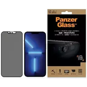 TEMPERED KIJELZŐVÉDŐ FÓLIA PanzerGlass E2E Microfracture iPhone 13 Pro Max 6, 7" Case Friendly CamSlider Privacy Antibacterial black P2749 (P2749) kép