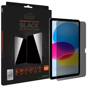 TEMPERED KIJELZŐVÉDŐ FÓLIA Eiger Mountain Glass Black Privacy Tablet 2.5D Screen Protector for Apple iPad 10.9 (10th Gen) kép