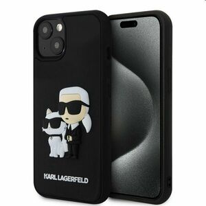 Karl Lagerfeld 3D Rubber Karl and Choupette tok Apple iPhone 14 számára, fekete kép