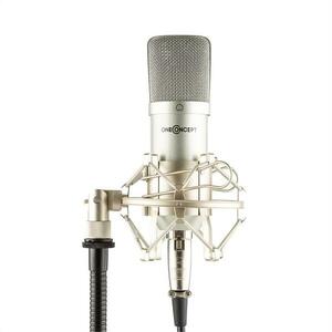 OneConcept Mic-700 stúdió mikrofon, Ø 34 mm, univerzális, pók, szél elleni védelem, XLR, ezüst kép