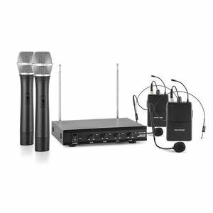 Auna Pro VHF-4-H-HS 4-csatornás VHF mikrofon készlet, 2 x headset, 2 x kézi mikrofon kép