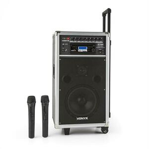 Vonyx ST-100 MK2 hordozható PA audió rendszer, bluetooth, CD, USB, SD, MP3, akkumulátor, UHF kép