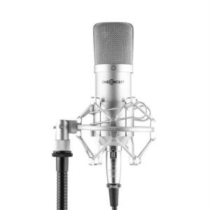OneConcept Mic-700, stúdió mikrofon, Ø 34 mm, kardioid, pók, szél elleni védelem, XLR, ezüst kép