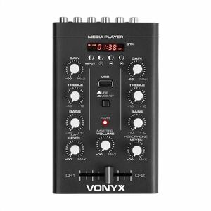 Vonyx STM500BT, 2 csatornás DJ keverőpult, bluetooth, MP3 lejátszó, USB port, fekete kép