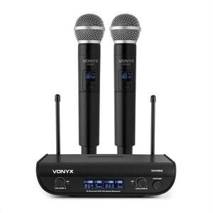 Vonyx WM82 Digital, 2 csatornás UHF vezeték nélküli mikrofonkészlet, 2 x kézi mikrofon, 50 m, fekete kép