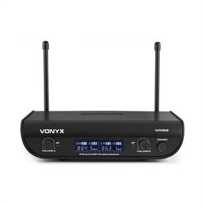 Vonyx WM82C digitális, 2 csatornás UHF vezeték nélküli mikrofonrendszer, headset, kézi mikrofon, 50 m, tok kép