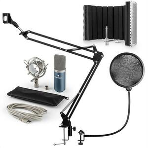 Auna auna MIC-900BL USB mikrofon szett V5 kondenzátoros mikrofon, pop filter, mikrofonernyő, mikrofon kar, kék kép