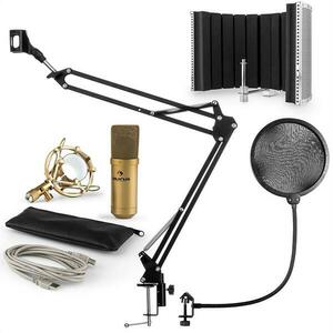 Auna MIC-9005G V5, mikrofon készlet, kondenzátoros mikrofon, reszorpciós panel, kar, pop szűrő, arany kép