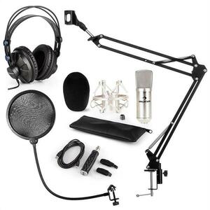 Auna CM001S mikrofon készlet V4 fülhallgató, kondenzátoros mikrofon, USB adapter, mikrofonkar, pop szűrő kép