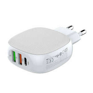 Wall charger LDNIO A3510Q, 2x USB + USB-C, PD + QC 3.0, 32W (white) kép
