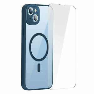 Baseus Frame iPhone 14 Plus Átlátszó mágneses tok és üvegfólia (kék) kép