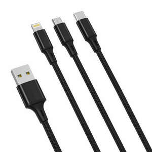 XO 3in1 Cable USB-C / Lightning / Micro 2.4A, 1, 2m (Black) kép