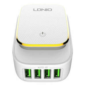 LDNIO A4405 4USB, LED lamp Wall charger + Lightning Cable kép