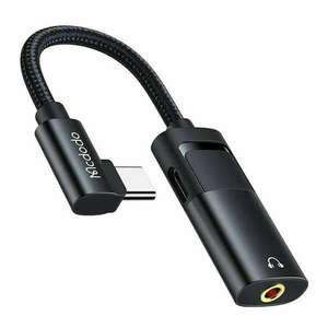 USB-C to AUX mini jack 3.5mm + USB-C adapter, Mcdodo CA-1880 (black) kép