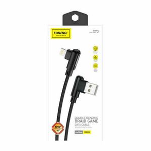 Angled USB cable for Lightning Foneng X70, 3A, 1m (black) kép