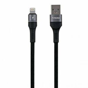 USB cable for Lightning Foneng X79, LED, braided, 3A, 1m (black) kép