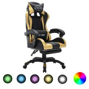 vidaXL műbőr Gamer szék - fekete-arany kép