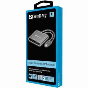 HUB 3Port Sandberg USB2.0/USB3.0/HDMI passiv Silver (136-00) kép
