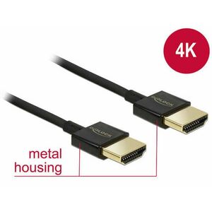 DeLock HDMI male/male összekötő kábel 3D 4K Slim Premium 3m Black... kép