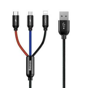 Baseus 3 az 1-ben USB-A --> USB-C/Lightning/Micro USB kábel 0, 3 m... kép