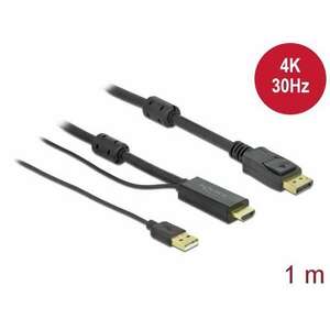 Delock 85963 HDMI-A -> DisplayPort kábel USB-A tápellátással 1m f... kép