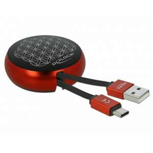 Delock USB 2.0 behúzható kábel A-típusú USB-C fekete / piros (85819) kép