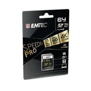 Emtec 64GB SpeedIN Pro microSDXC UHS-I CL10 Memóriakártya + Adapter kép