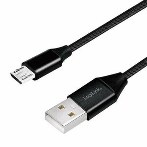 Logilink USB 2.0 kábel, USB-A/M - Micro-USB/M (90 ), szövet, fém, ... kép