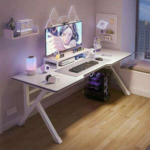 Gamer asztal minőségi íróasztal fehér 140x60x75 cm OTK-W2 kép