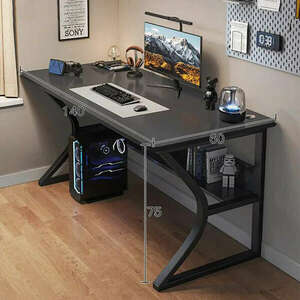 Gamer asztal minőségi íróasztal fekete 140x60x75 cm OTC-B2 kép