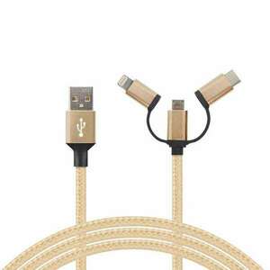 Kábel - USB A 2.0 / 3 in 1 - 2.4A 1m - arany kép