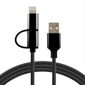 Kábel - USB A 2.0 / 2 in 1 - 2.0A 1.5m - fekete kép