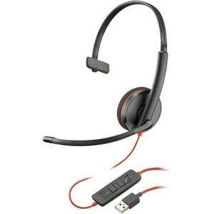HP Poly Blackwire 3210 Vezetékes Mono Headset - Fekete/Piros kép