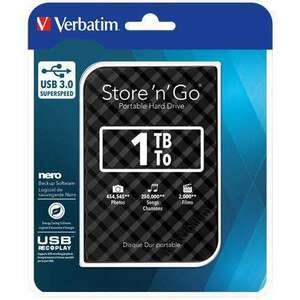 2, 5" HDD (merevlemez), 1TB, USB 3.0, VERBATIM "Store n Go", fekete kép