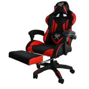 Gamer szék lábtartóval, öko-bőr, piros-fekete, 63x63x116/124 cm, ... kép