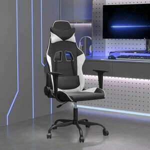 fekete és fehér műbőr gamer szék kép